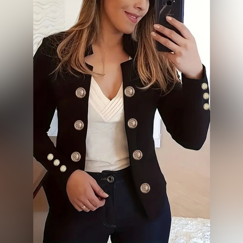 Elegant Black Buttoned Women's Jacket/Blazer Dize Size XL